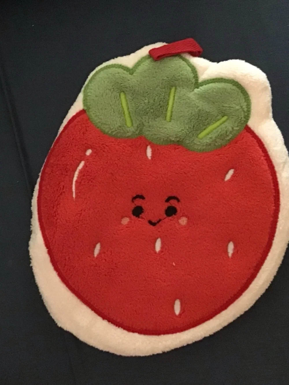 Cute Red Strawberry hand towel with Green Top